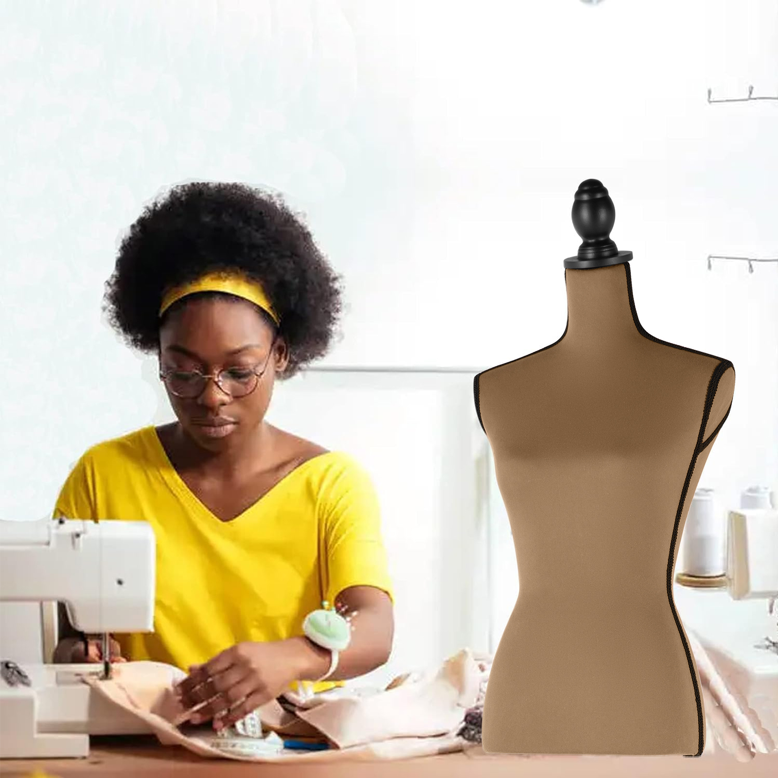 Female Dress Form Mannequin Torso Adjustable Height Mannequin Body with Tripod Stand for Clothing Dress Jewelry Display, Black