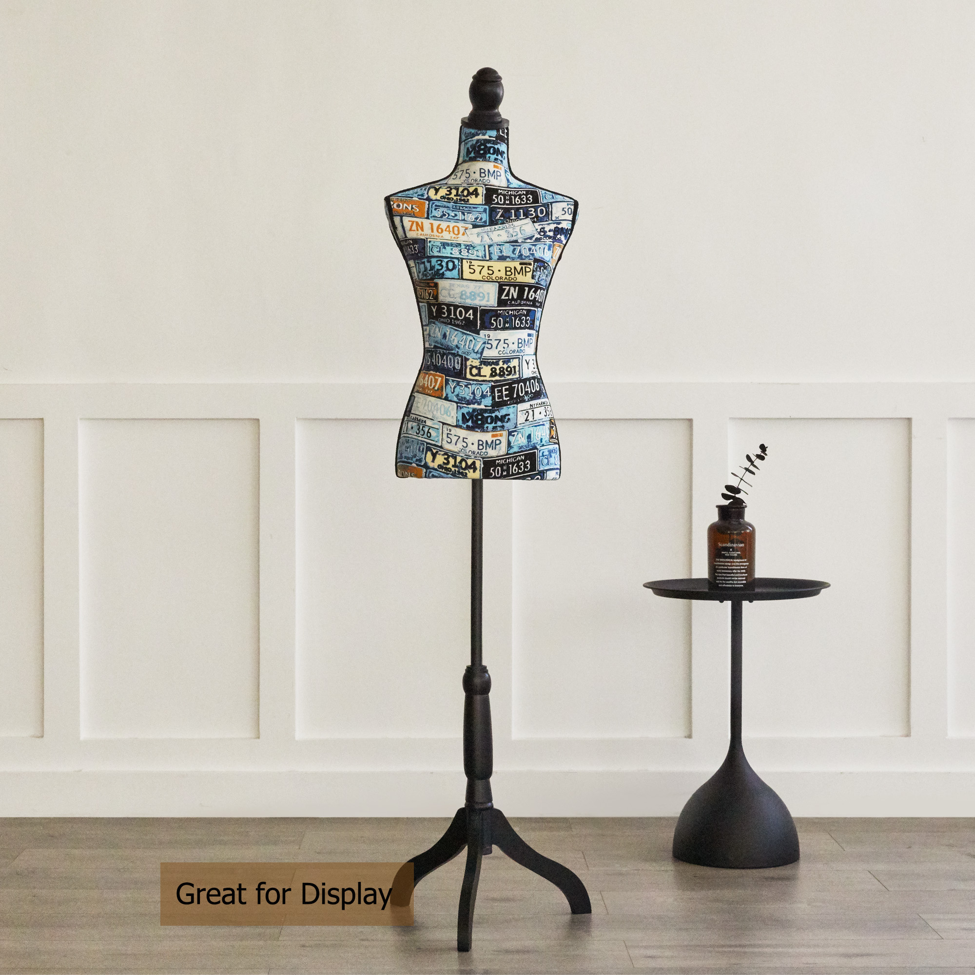 Female Dress Form Mannequin Torso Adjustable Height Mannequin Body with Tripod Stand for Clothing Dress Jewelry Display, Black