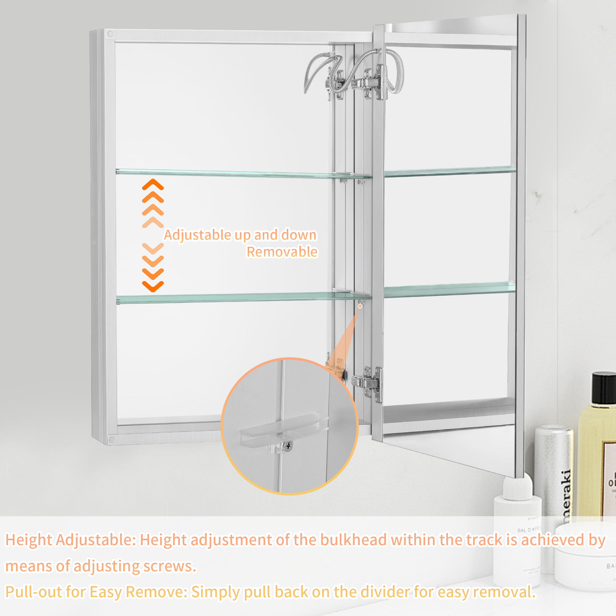 HYNAWIN 27.56"x 19.69" LED Bathroom Mirror, Anti-Fog Vanity Mirror, Wall-Mounted Vanity Mirror with Sensor Light and Storage, Lighted Medicine Cabinet with Mirror, Defogger