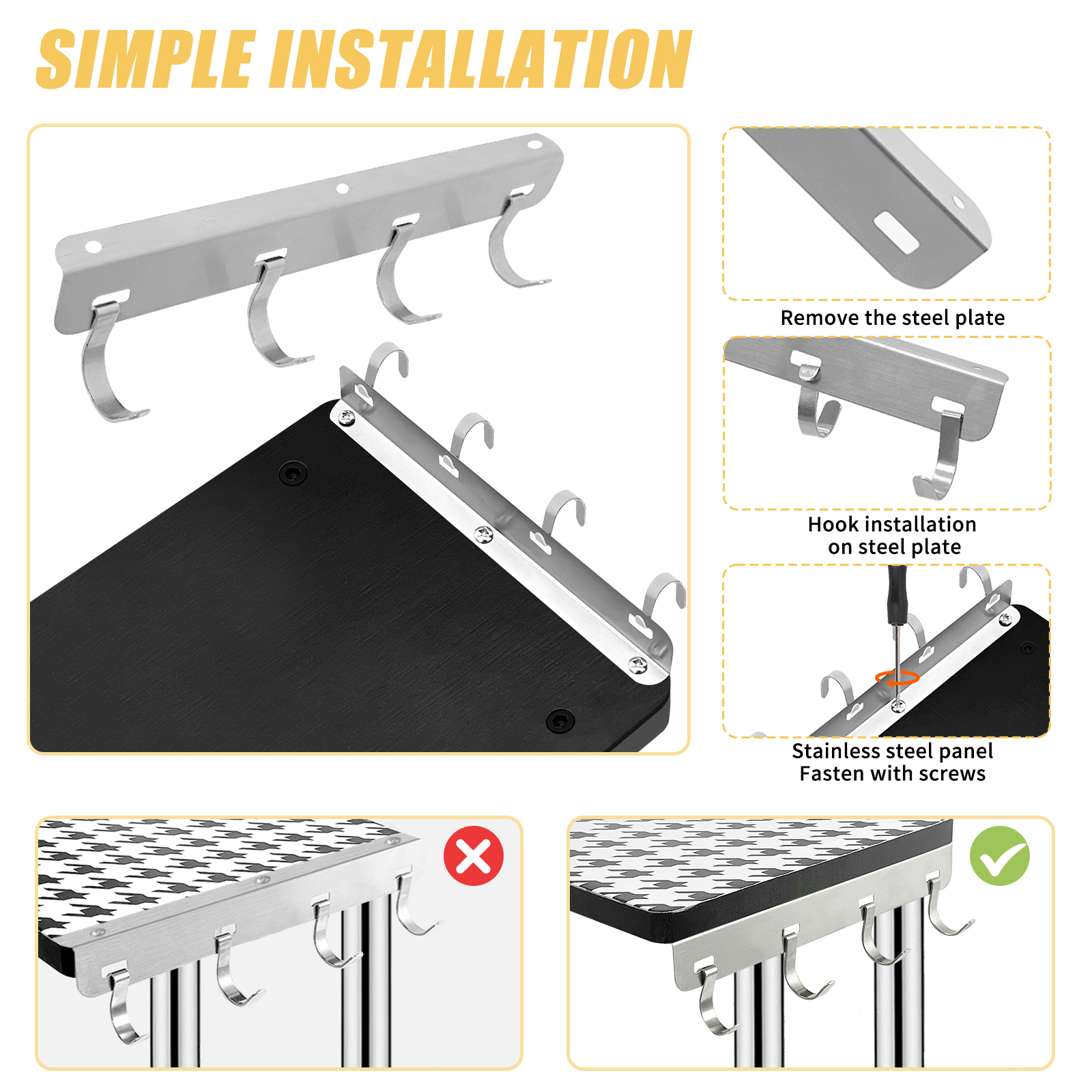 HYNAWIN 3 Tier Corner Shelf Bamboo & Metal Storage Spice Rack-Desk Bookshelf Display Shelves Space Saving Organizer
