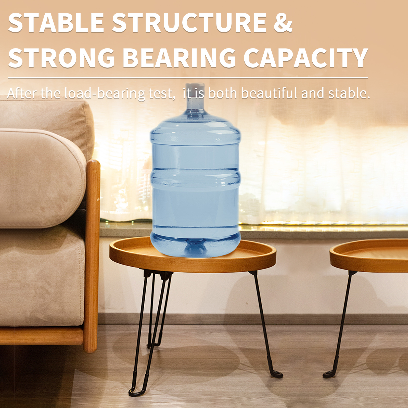 HYNAWIN Bamboo Folding Round Coffee Table, Japanese-Style Low Tea Table for Sitting on the Floor, Walnut Storage Desk for Living Room, 17.7"*17.7"Fordable Table with Metal Tripod