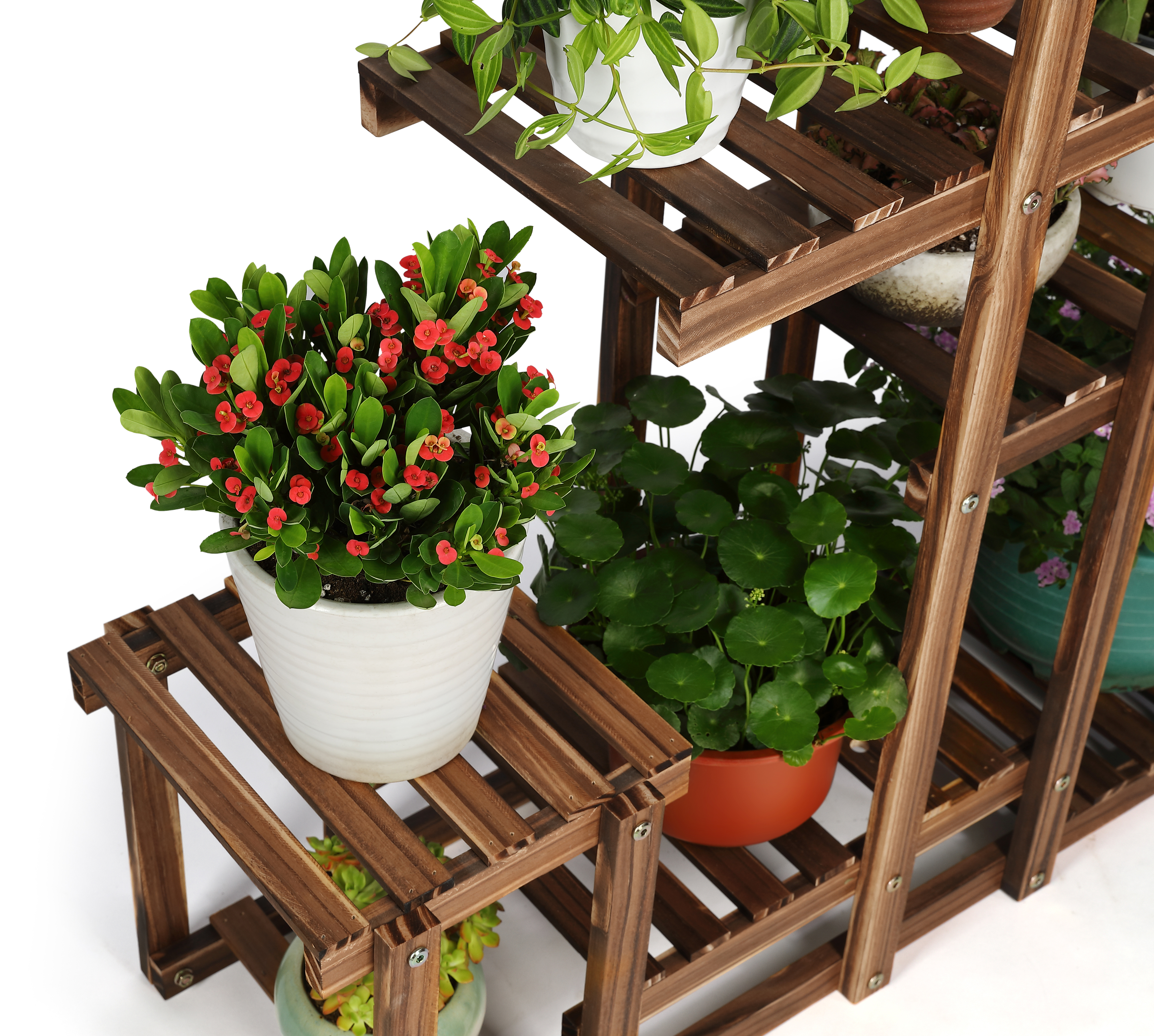 Wood Plant Stands, Indoor Outdoor Plant Rack, Multi Tiers Plant Shelf Holder, Display Storage Shelves for Patio Garden Balcony Yard