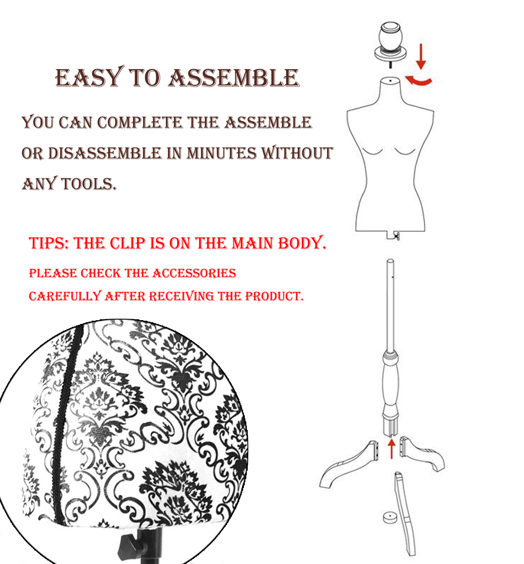 Female Dress Form Mannequin Torso Adjustable Height Mannequin Body with Tripod Stand for Clothing Dress Jewelry Display, Black