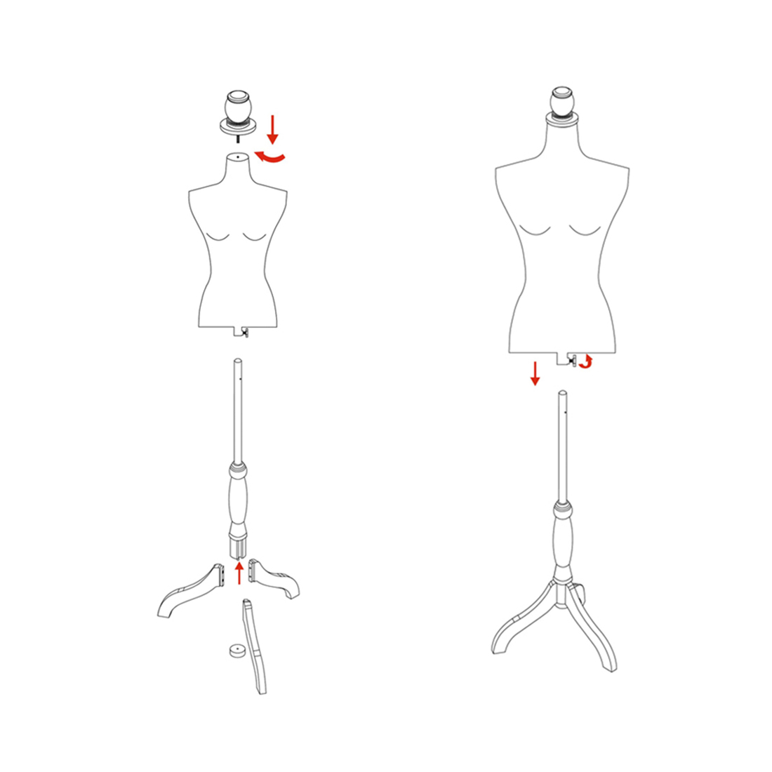 Female Dress Form Mannequin Torso Adjustable Height Mannequin Body with Tripod Stand for Clothing Dress Jewelry Display, Black