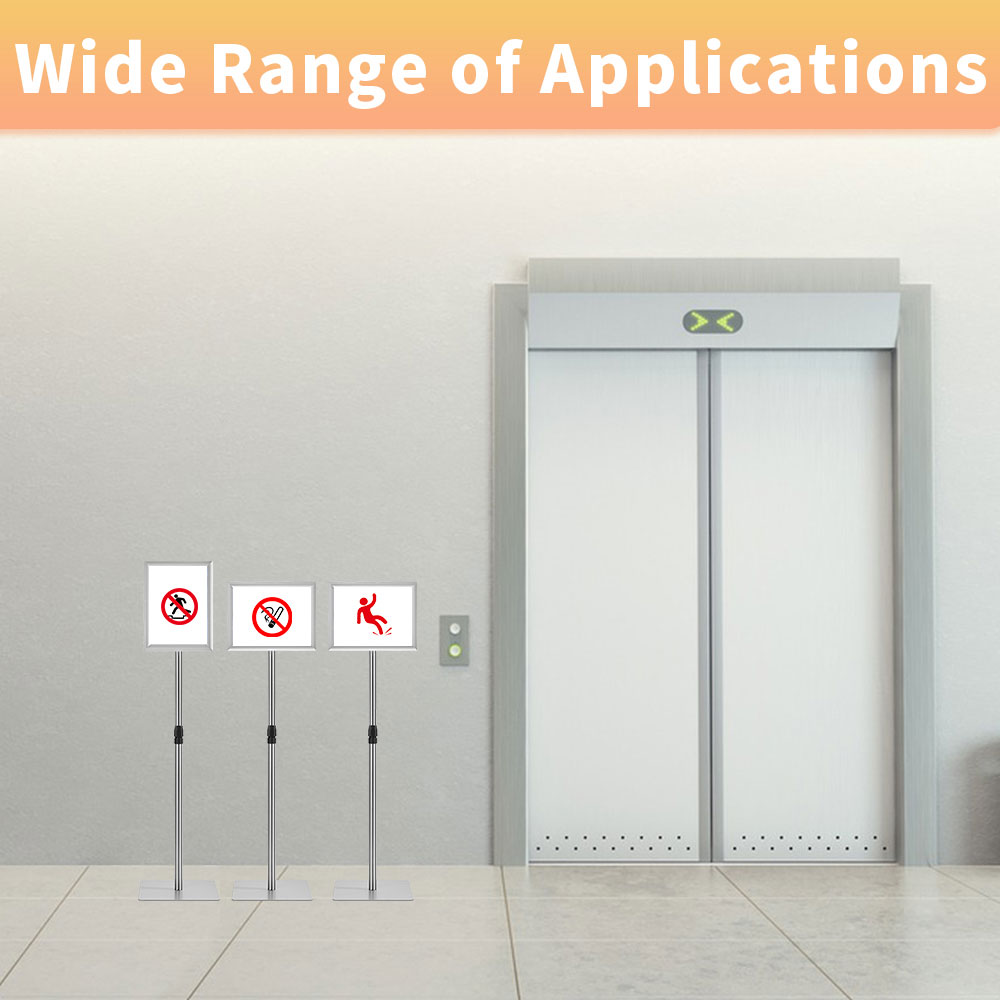 HYNAWIN Adjustable Floor Sign Stand Heavy Duty Pedestal Sign Holder Stand, Poster Stand with Aluminum Snap Open Frame for 8.5x11 Inches, Both Vertical and Horizontal View Sign Displayed,Grey