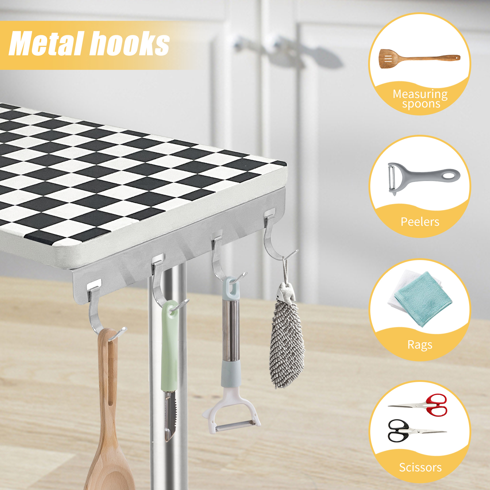 HYNAWIN 3 Tier Corner Shelf Bamboo & Metal Storage Spice Rack-Desk Bookshelf Display Shelves Space Saving Organizer 