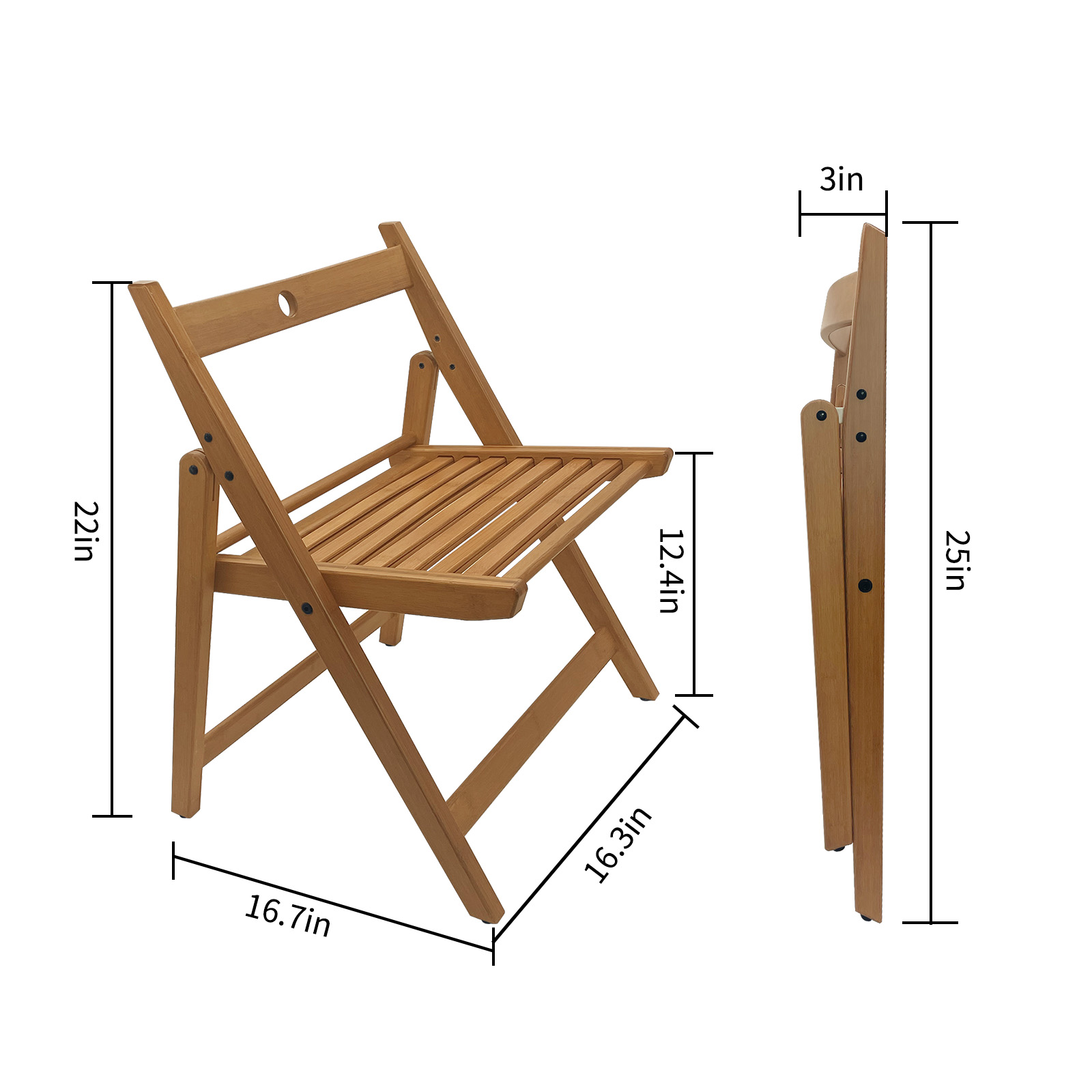 HYNAWIN Outdoor Folding Chair, Small Pastoral Retro Camping Chair, Bamboo Lounge Patio Chair for Garden, Lawn, Deck, Beach, Backyard and Campfire