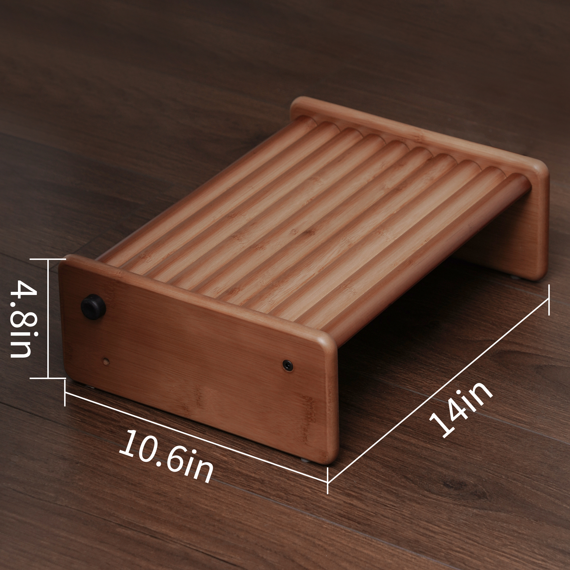 HYNAWIN Adjustable Foot Stool, Ergonomic Foot Rest for Under Desk at Work, Massage Under Desk Footrest for Home, Bamboo Portable Step Stool Under Desk with Anti-Slip Surface and 2 Height Position