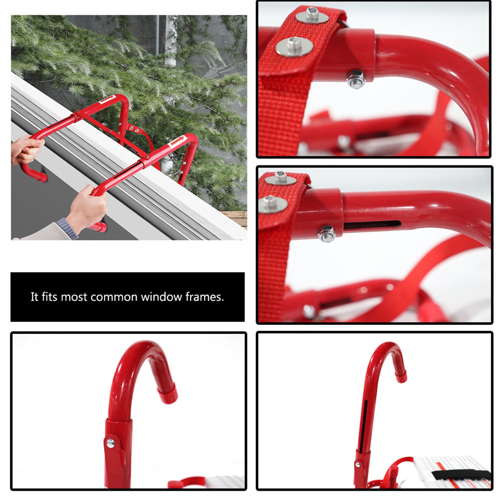 Emergency Escape Ladder Fire Ladder 2 Story Portable Safety Ladder with Anti-Slip Rungs, 15 Ft