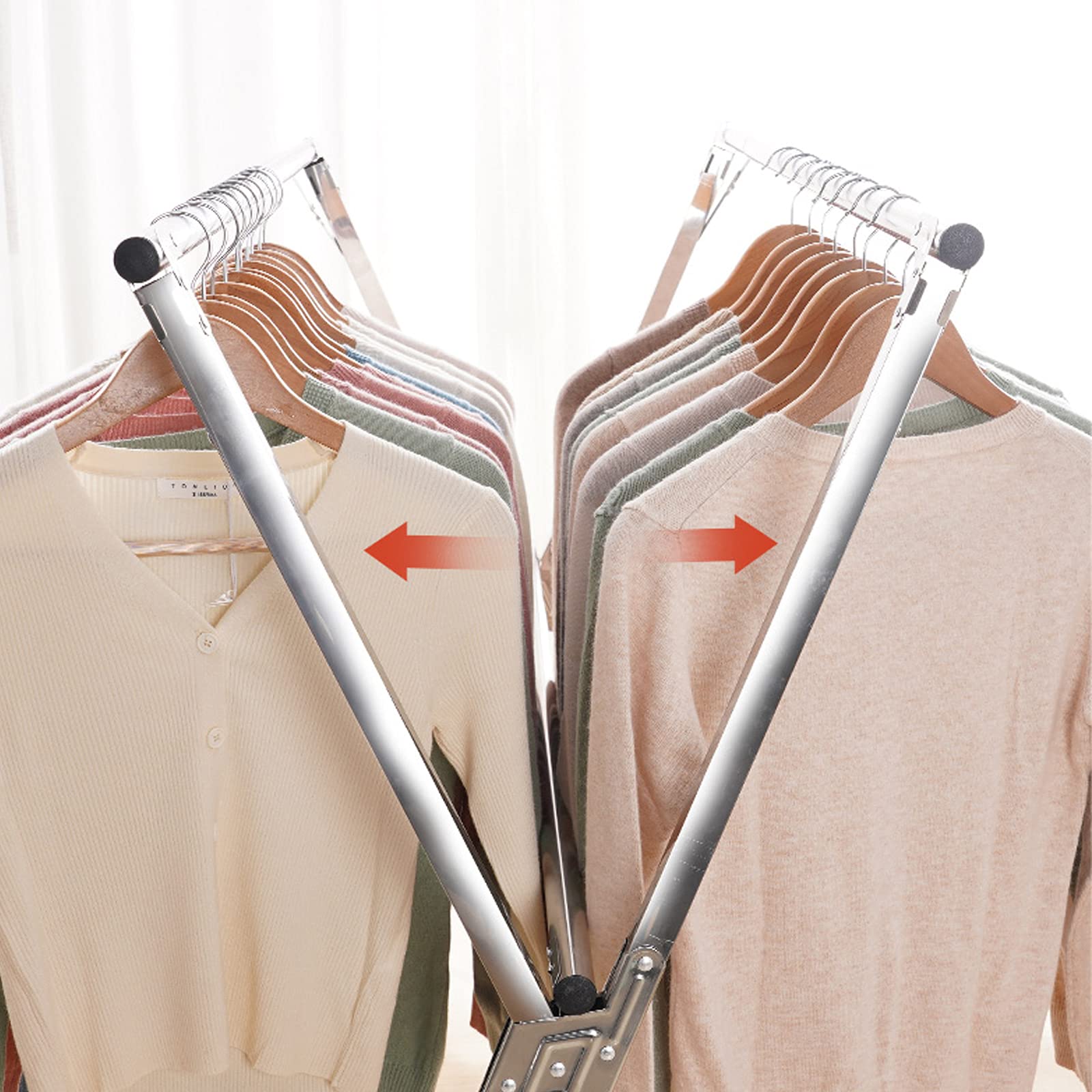 Clothes Drying Racks, Upgraded Stainless Steel Laundry Drying Rack with Wheels, Heavy Duty Collapsible Rolling Clothes Organizer Rack for Indoor Outdoor, 1.5M/59 Inches