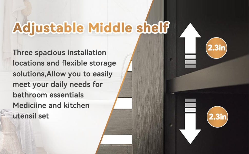 HYNAWIN Bamboo Wall Cabinet with Adjustable Shelf, Medicine Cabinet for Bathroom Living Room, Over-The-Toilet Floating Cabinet