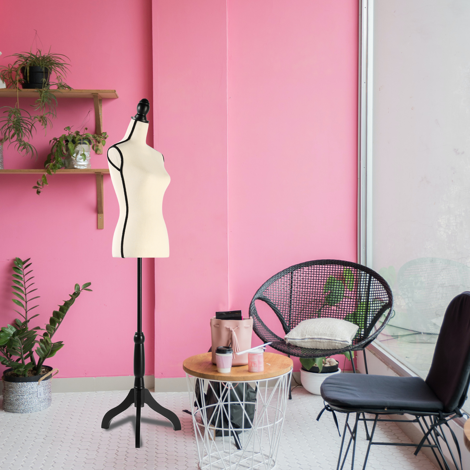 Female Dress Form Mannequin Torso Adjustable Height Mannequin Body with Tripod Stand for Clothing Dress Jewelry Display, Beige