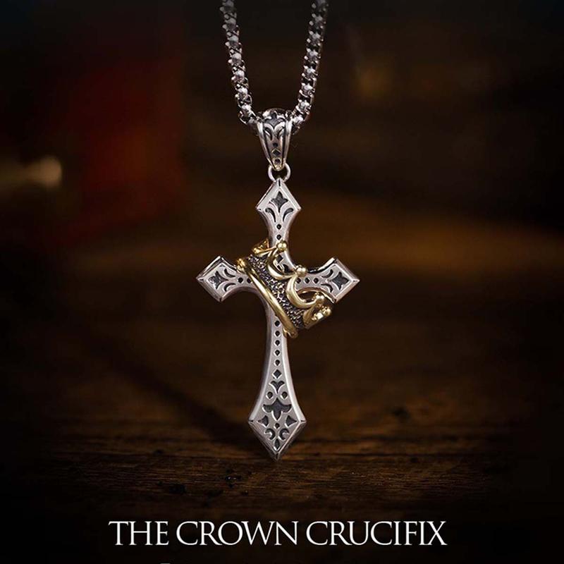 Elegancki naszyjnik The Crown Crucifix - połączenie korony i krzyża w ekskluzywnym designie