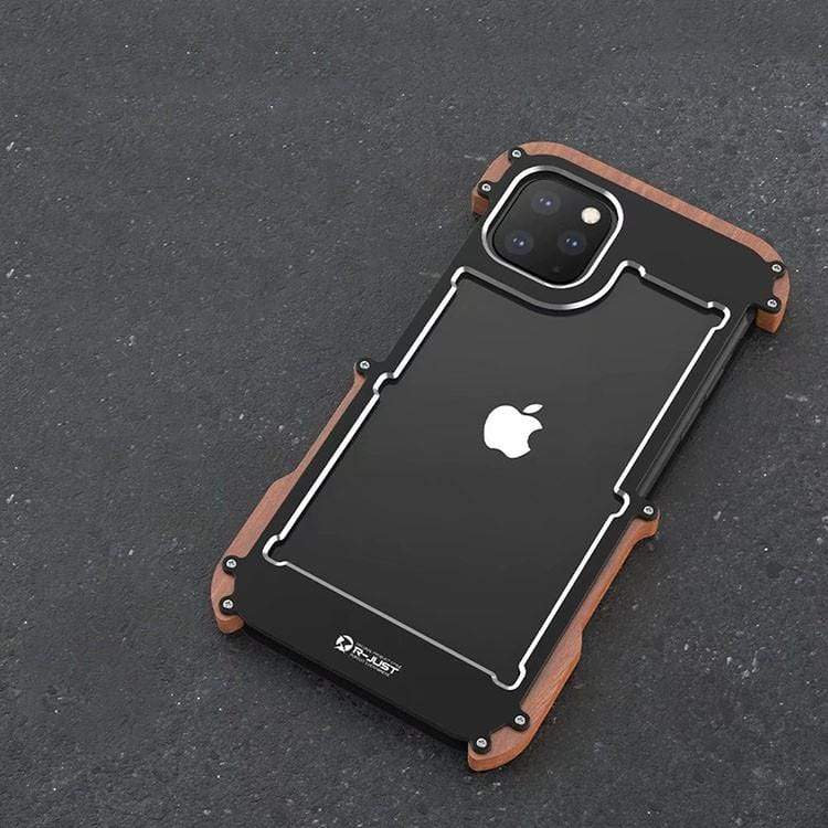 Metal Wooden Frame Shockproof Protective Designer iPhone Case For iPhone 12 SE 11 Pro Max X XS Max XR 7 8 Plus