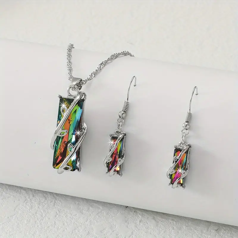 Colorful Crystal Branch Pendant Necklace Fine Jewelry Gift For Women