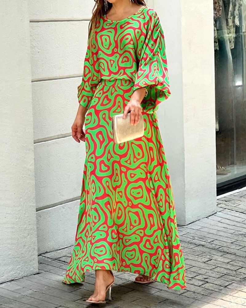 The Georges Nola™ Swirl Slit Sleeve Maxi Dress Set