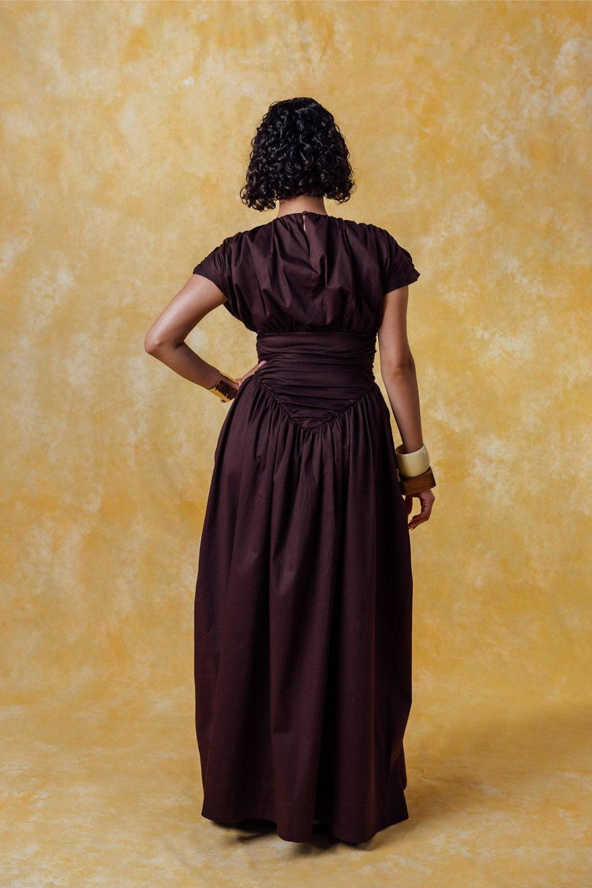 Adesuwa Ruched Cotton Long Dress (Buy 2 Free Shipping)