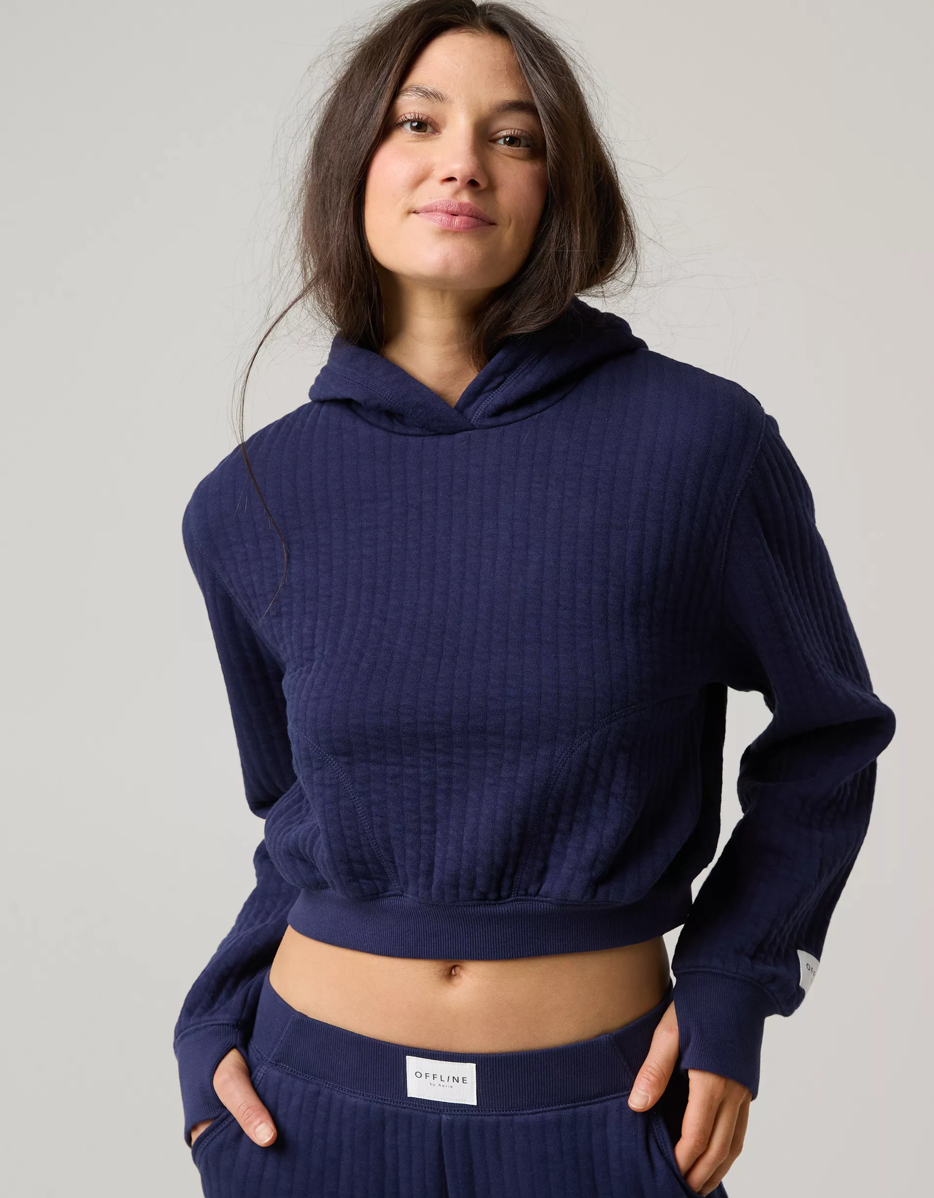 OFFLINE By Aerie Coffee Run Cropped Hoodie Set(BUY 2 FREE SHIPPING)