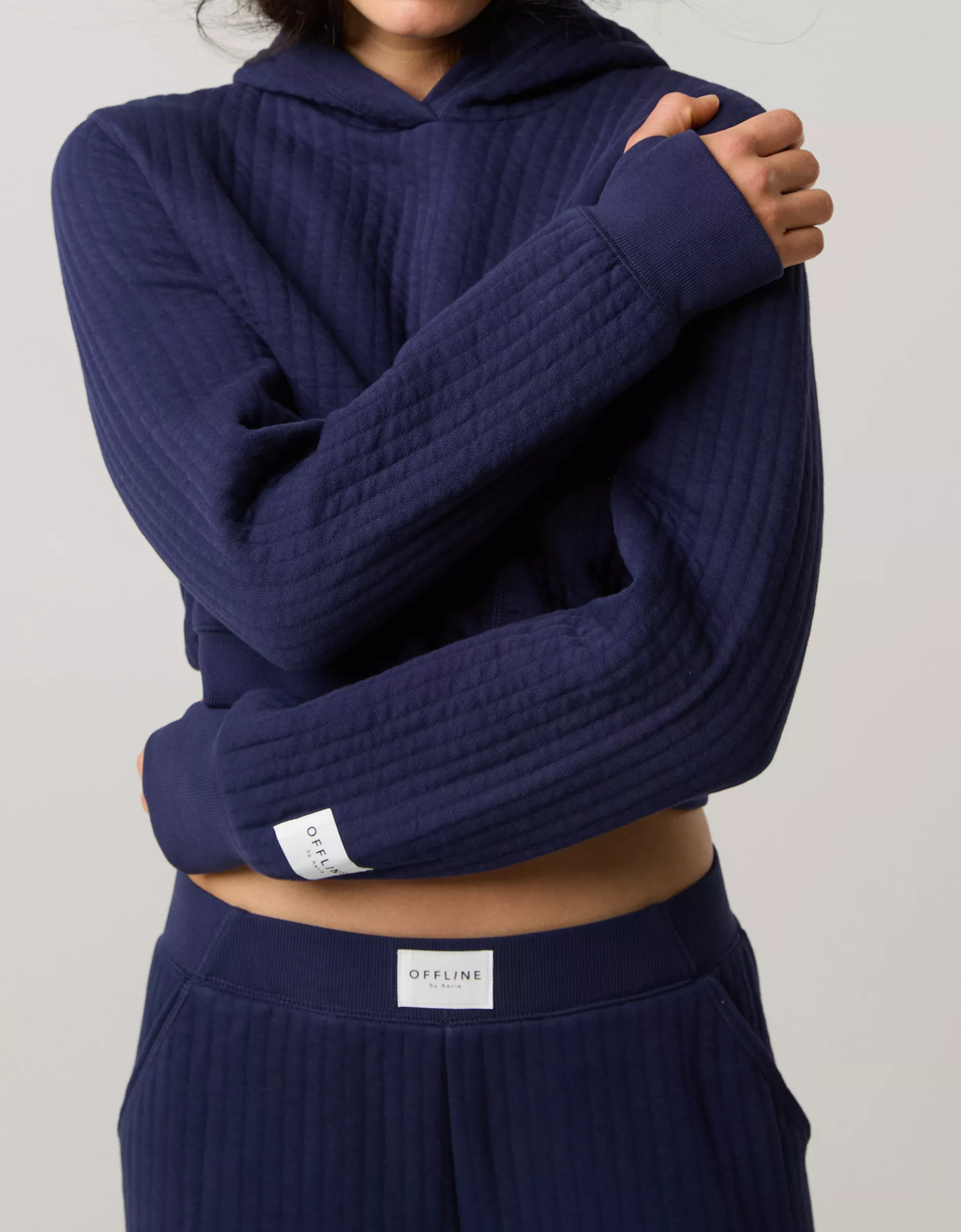 OFFLINE By Aerie Coffee Run Cropped Hoodie Set(BUY 2 FREE SHIPPING)