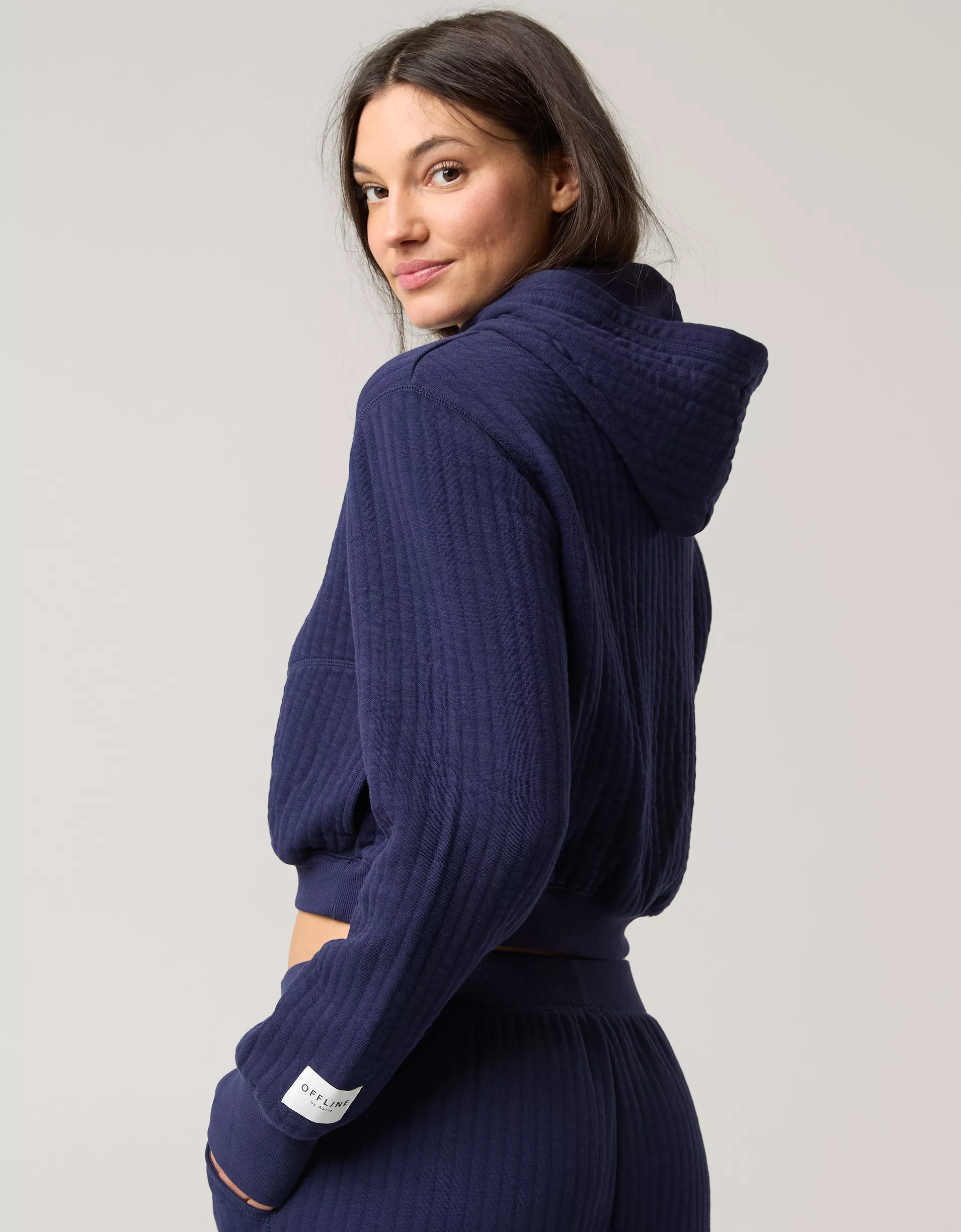 OFFLINE By Aerie Coffee Run Cropped Hoodie Set(BUY 2 FREE SHIPPING)