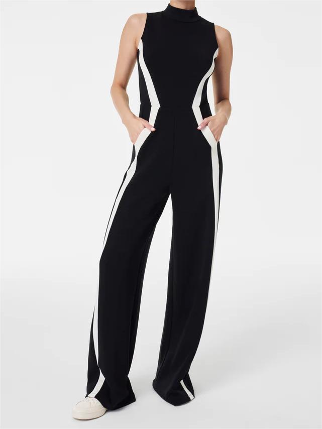 Mock Neck Striped Track Jumpsuit(BUY 2 FREE SHIPPING)