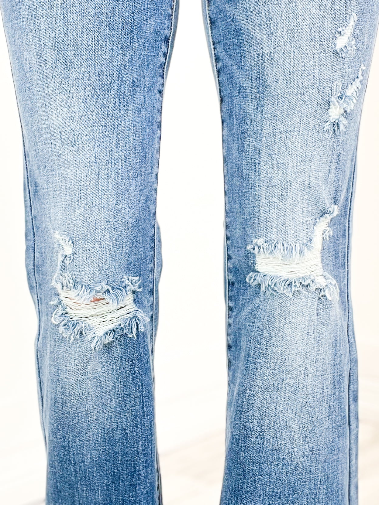 Judy Mid Rise Button Fly Distressed Flare Jeans with Fray Hem (Buy 2 Free Shipping)