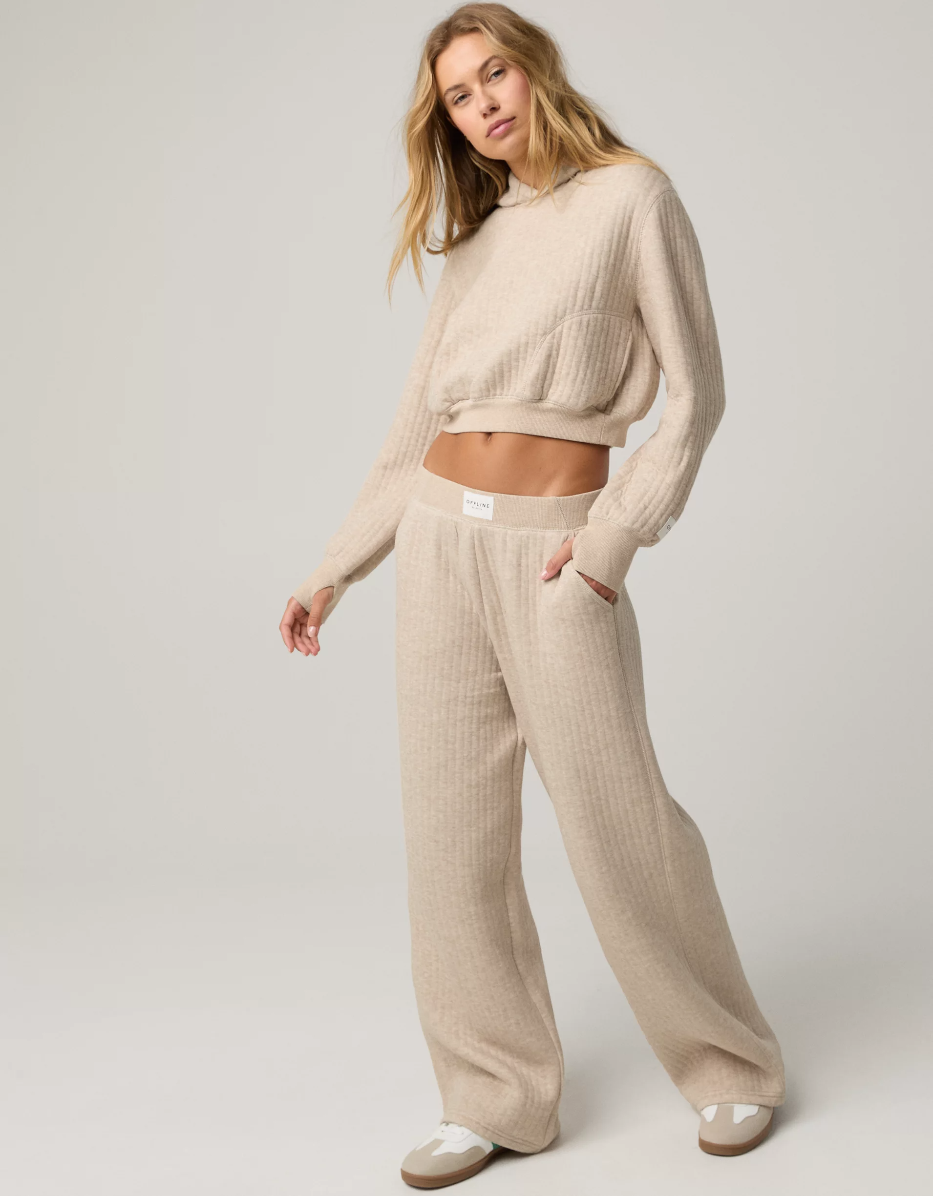 OFFLINE By Aerie Coffee Run Cropped Hoodie Set(BUY 2 FREE SHIPPING)