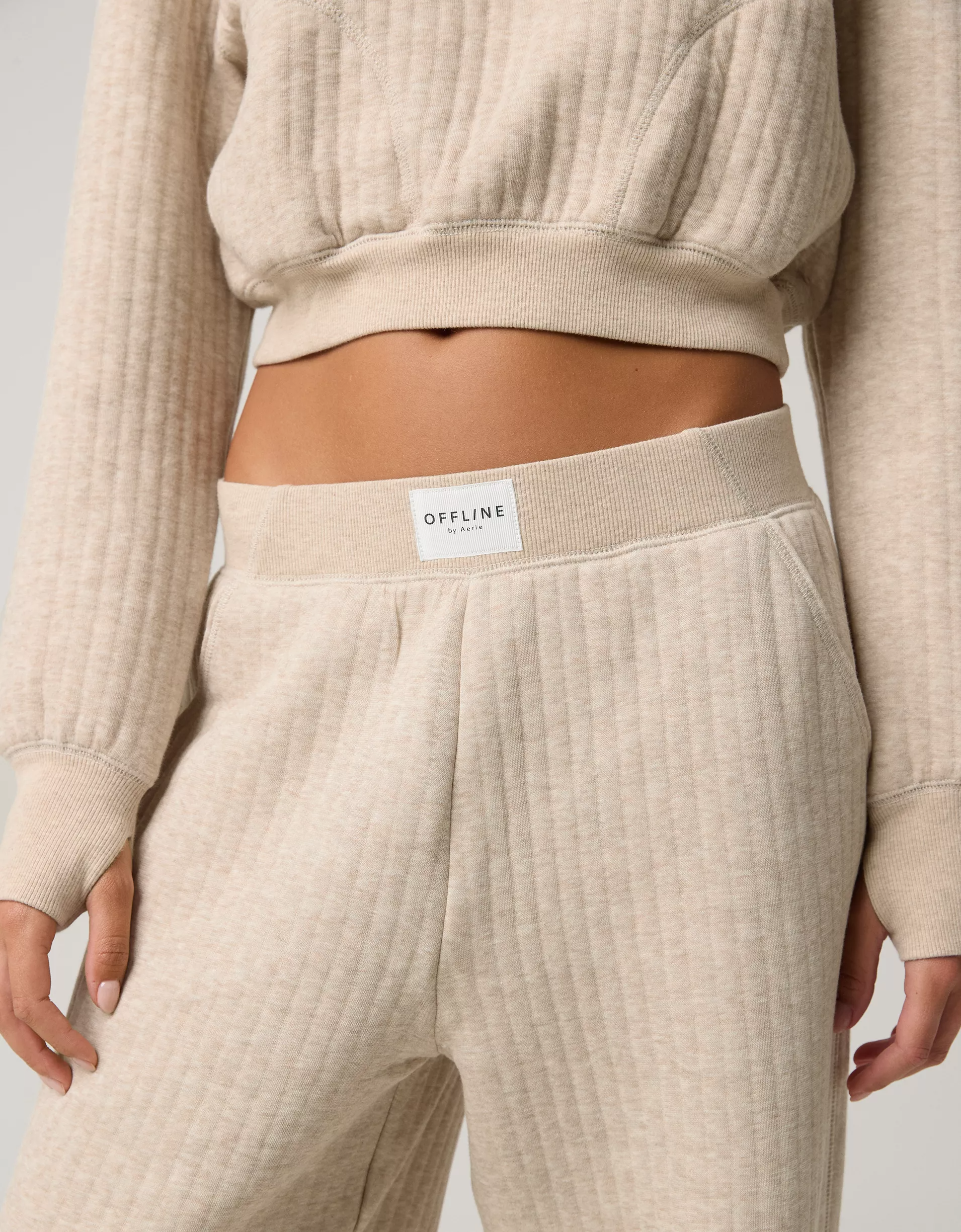 OFFLINE By Aerie Coffee Run Cropped Hoodie Set(BUY 2 FREE SHIPPING)