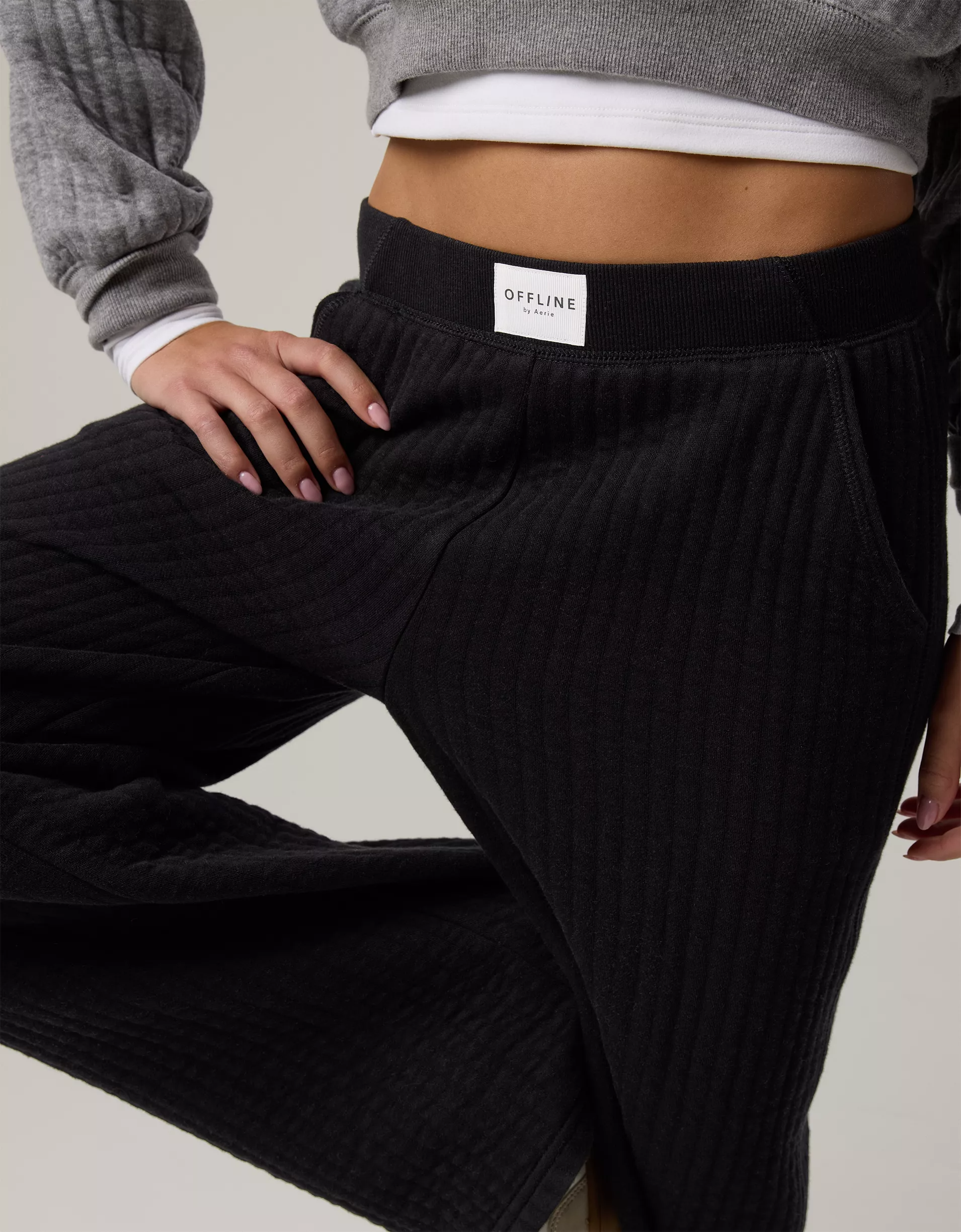 OFFLINE By Aerie Coffee Run Cropped Hoodie Set(BUY 2 FREE SHIPPING)