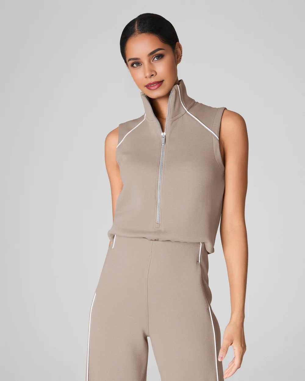 AirEssentials Pique Sleeveless Mockneck Jumpsuit (Buy 2 Free Shipping)