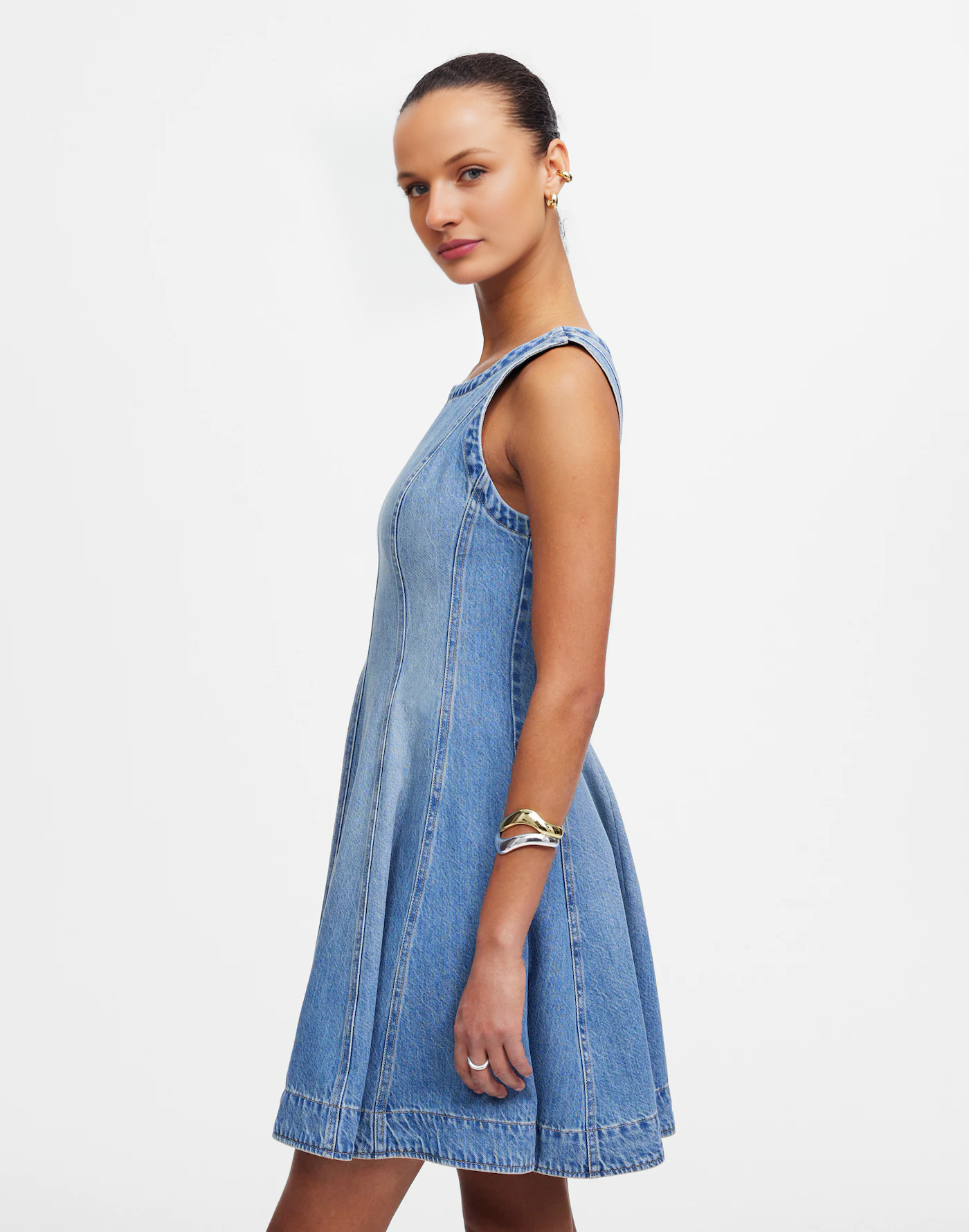 Circle Mini Airy Denim Dress (Buy 2 Free Shipping)
