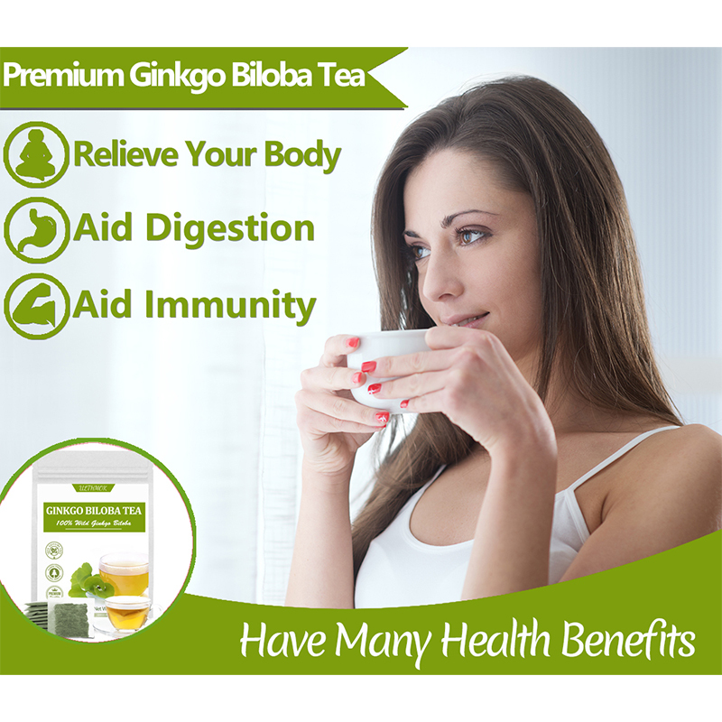 Premium 40 Ginkgo Biloba Tea Bags, Made with 100% Natural Ginkgo Biloba Leaves, No Additives & Caffeine Free.