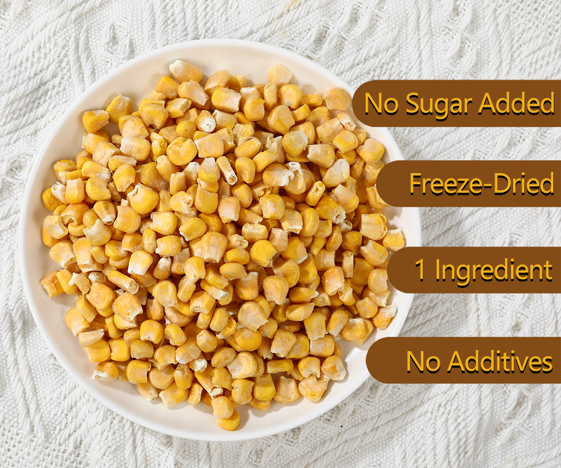 Premium Freeze Dried Sweet Corn 7 Oz/199g,1 Ingredient, No Sugar Added. Frozen Dehydrated Corn, 100% Natural & Gluten Free & No Additives.