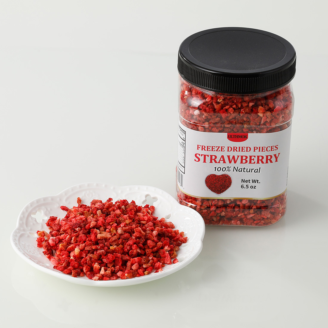 Premium Freeze Dried Strawberries Pieces 6.5 Oz/185g,Frozen Dried Strawberry,100% Natural & No Additives.-Ultra Herb Tea