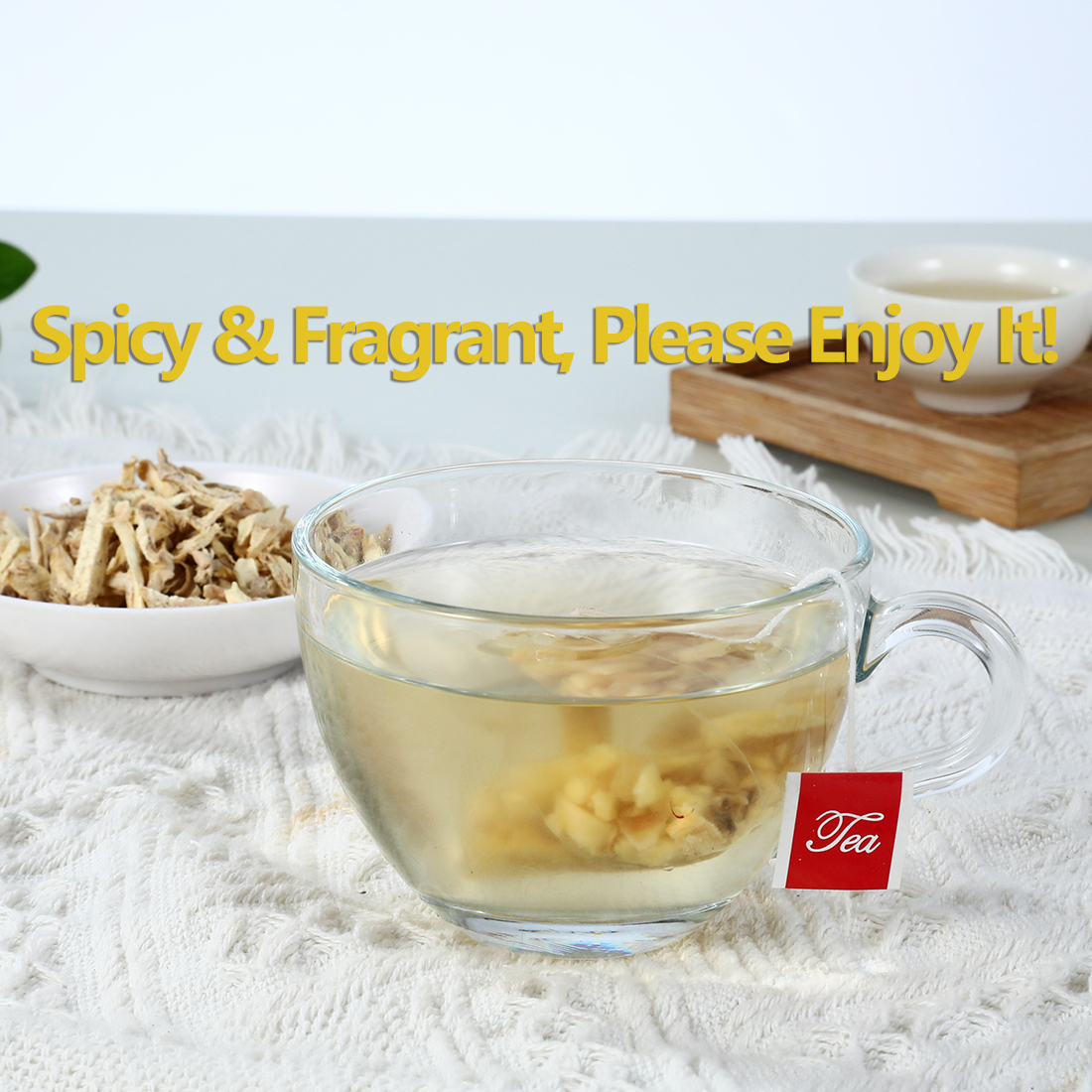 60 Premium Ginger Tea Bags, Made with 100% Natural Ginger Root, Warm & Spicy, Support Digestion & Boost Immunity, No Additives & Caffeine Free.