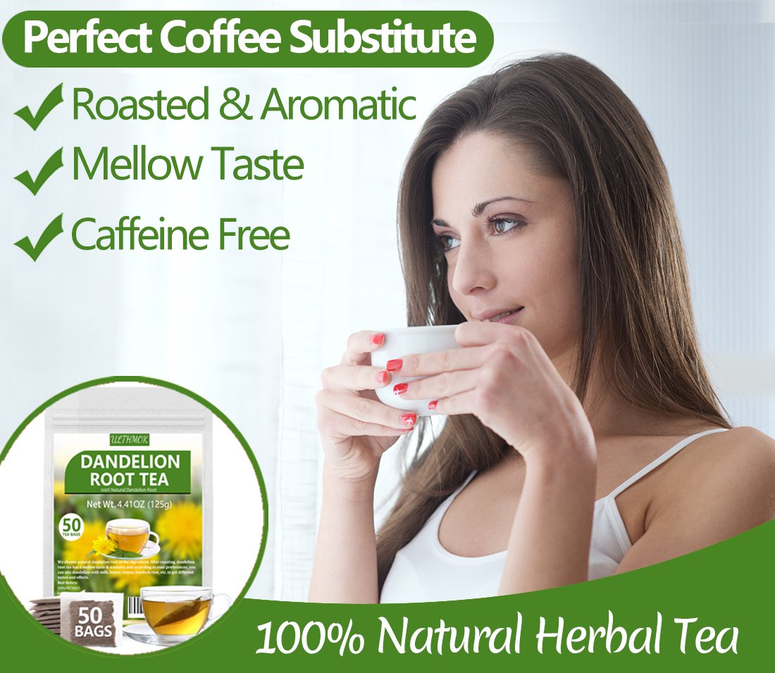 Premium Dandelion Root Tea,50 Tea Bags 4.4Oz/125g, for Liver & Kidney Health, Roasted Detox Herbal Tea. Support Digestion & Boost Immune System, Caffeine Free.