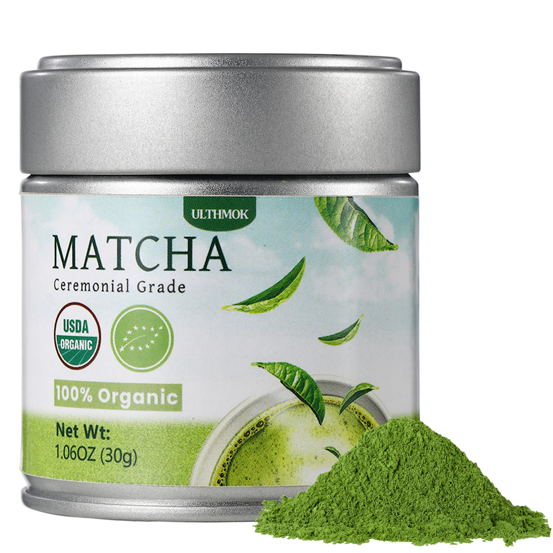 First Harvest Ceremonial Grade Matcha Green Tea Powder, 1.06 Oz/30g, 100% Organic & No Additives & Gluten-Free Vegan
