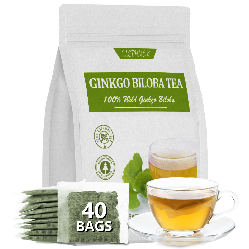 Premium 40 Ginkgo Biloba Tea Bags, Made with 100% Natural Ginkgo Biloba Leaves, No Additives & Caffeine Free.
