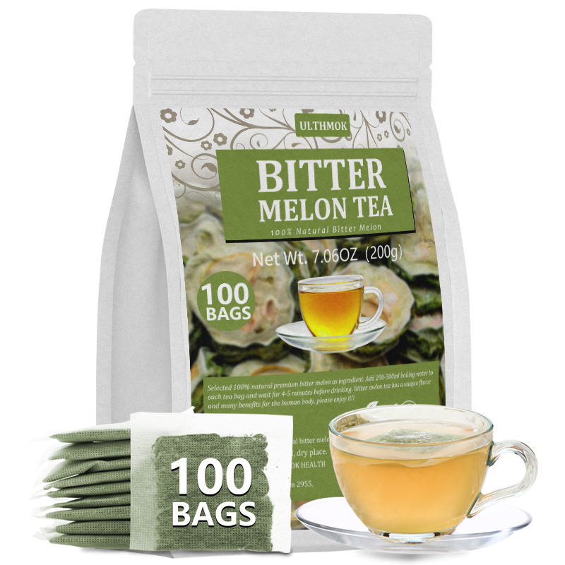 Premium 100 Bitter Melon Tea Bags, Made with 100% Pure Natural Bitter Melon, No Additives & Caffeine Free & No Sugar Added.
