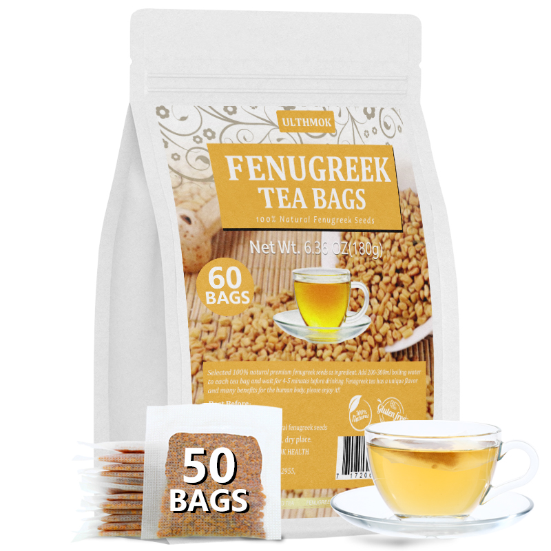 Premium 60 Fenugreek Tea Bags, Made with 100% Natural Fenugreek Methi Fenogreco Seeds, No Additives & Caffeine Free.