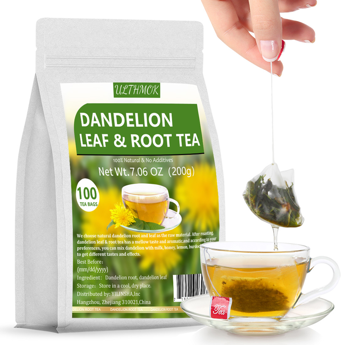 Premium Dandelion Leaf & Root Tea,100 Tea Bags/7.06Oz,for Liver