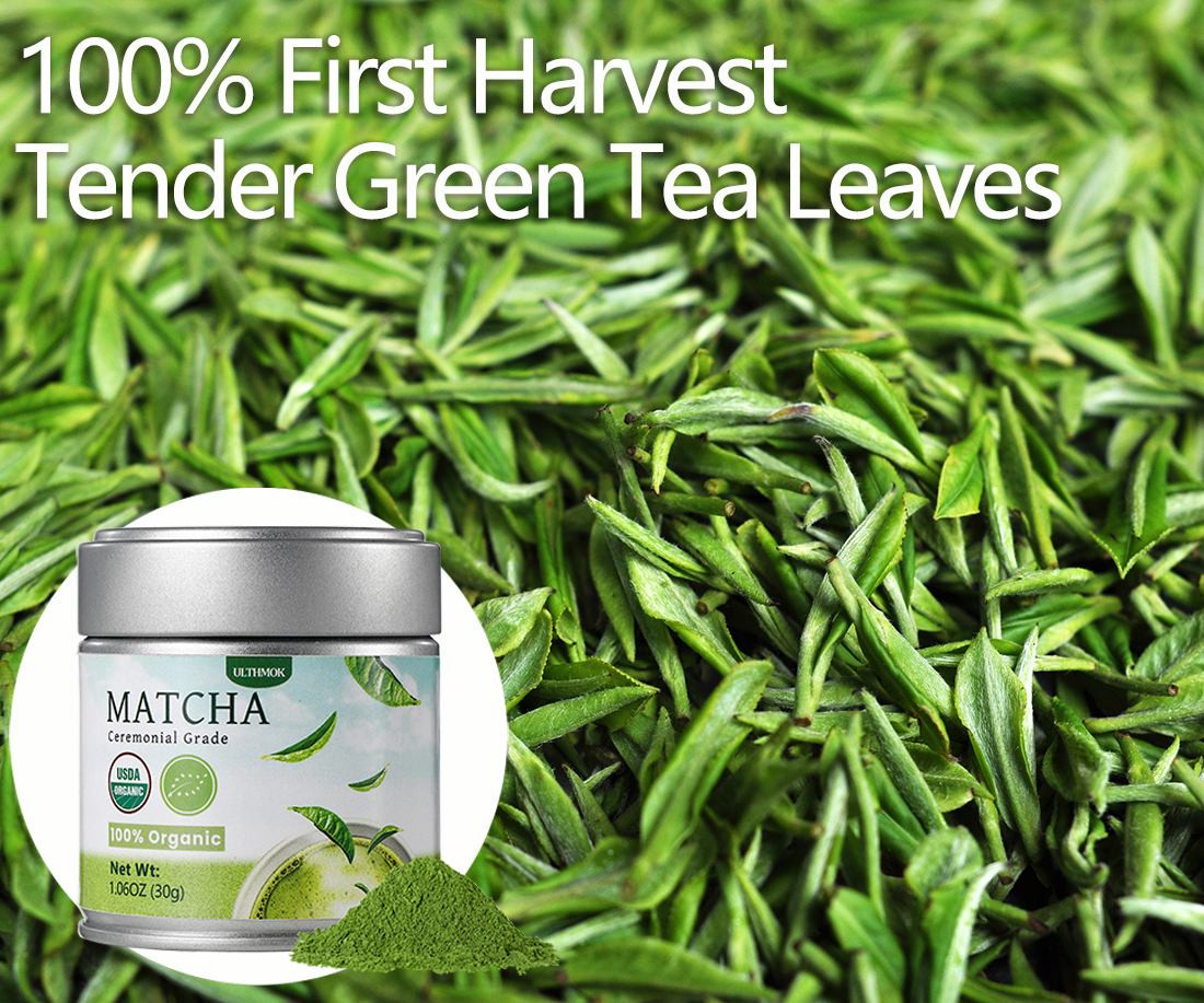 First Harvest Ceremonial Grade Matcha Green Tea Powder, 1.06 Oz/30g, 100% Organic & No Additives & Gluten-Free Vegan