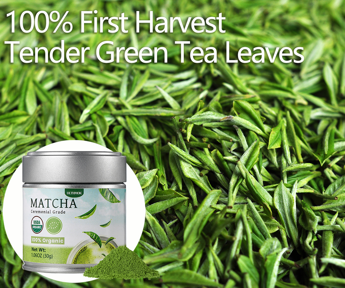 First Harvest Ceremonial Grade Matcha Green Tea Powder, 1.06 Oz/30g, 100% Organic & No Additives & Gluten-Free Vegan