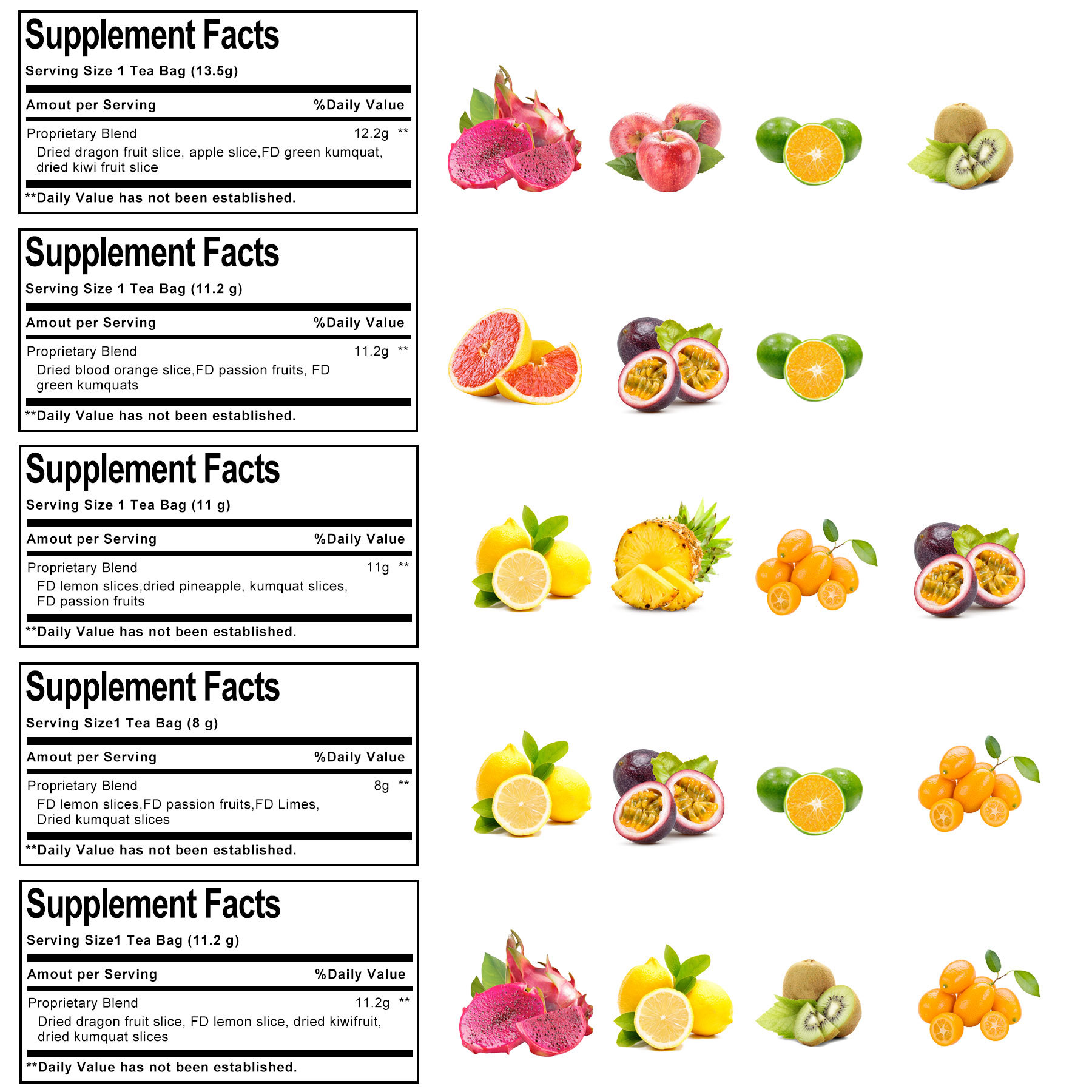 Premium 15 Favors Fruit Tea 5.3Oz/150g, Combination of Dried Lemon slices, Dried Orange, Dried Pineapple, Passion Fruit, Apple, Pear, Dragon Fruit.