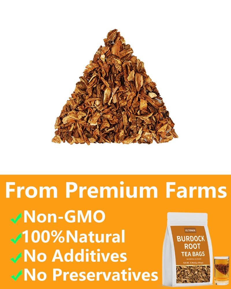 Premium Burdock Root Tea Bags,60 Tea Bags/6.4Oz.100% Natural Burdock Tea,No Additives,Caffeine Free.-Ultra Herb Tea