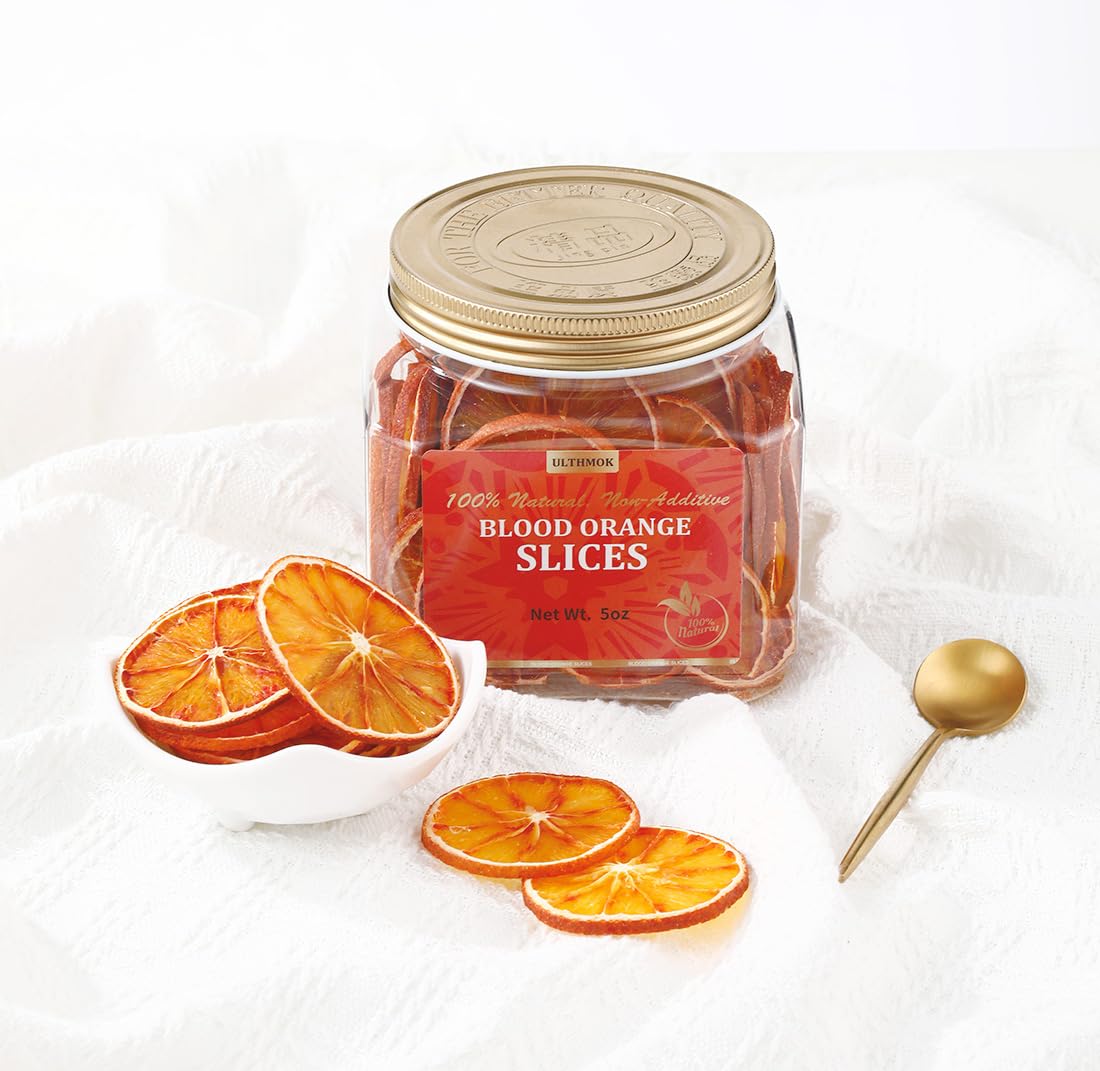 Selected Dried Blood Orange Slices 5 Oz/142g, Culinary & Garnish Grade, Dehydrated Blood Orange for Cocktail, Decoration, 100% Natural, No Sugar Added.-Ultra Herb Tea