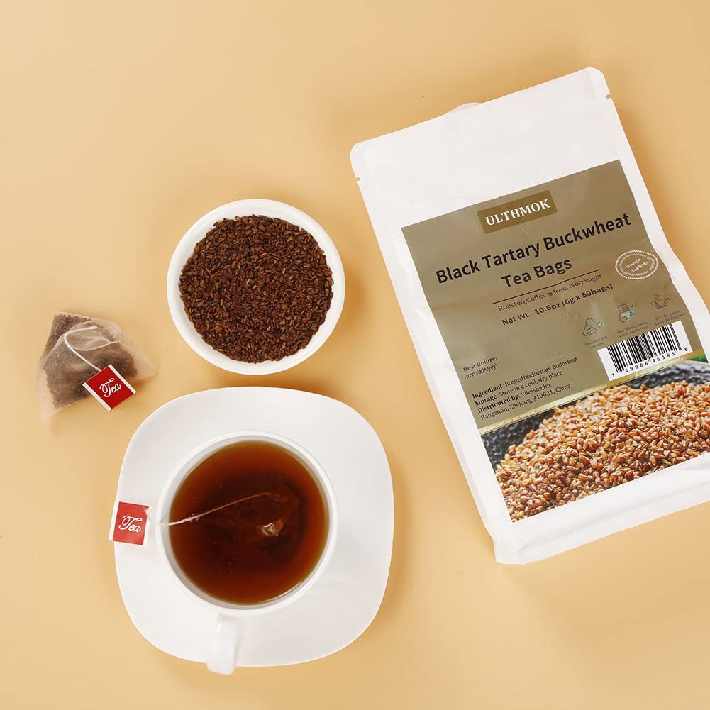 Himalayan Tartary Buckwheat Tea Bags,6g x 50 Tea Bags/10.6Oz, Black Roasted Buckwheat,100% Natural & Caffeine Free,Roasted Aromatic.-Ultra Herb Tea