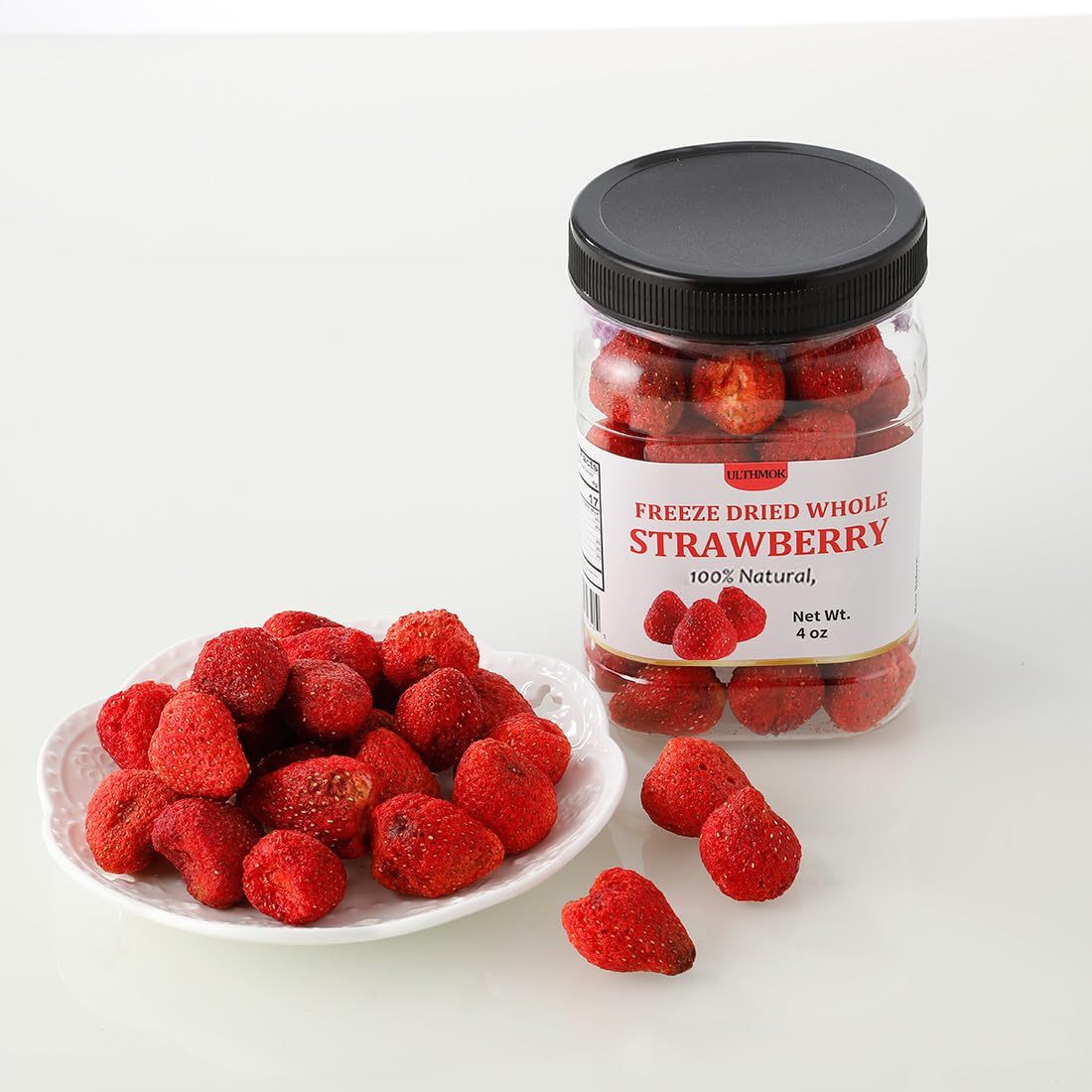 Premium Freeze Dried Strawberries 4 Oz/114g,Whole Big Frozen Dried strawberry,100% Natural,No Additives .-Ultra Herb Tea