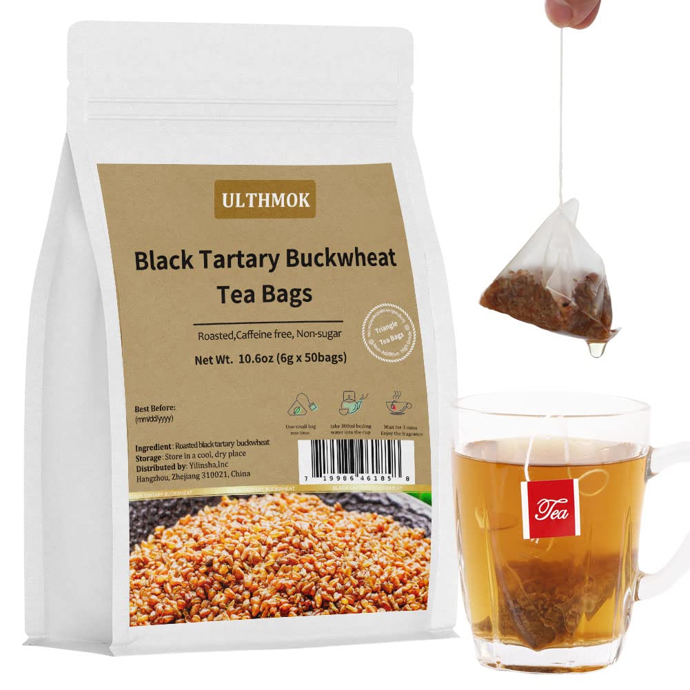 Himalayan Tartary Buckwheat Tea Bags,6g x 50 Tea Bags/10.6Oz, Black Roasted Buckwheat,100% Natural & Caffeine Free,Roasted Aromatic.-Ultra Herb Tea
