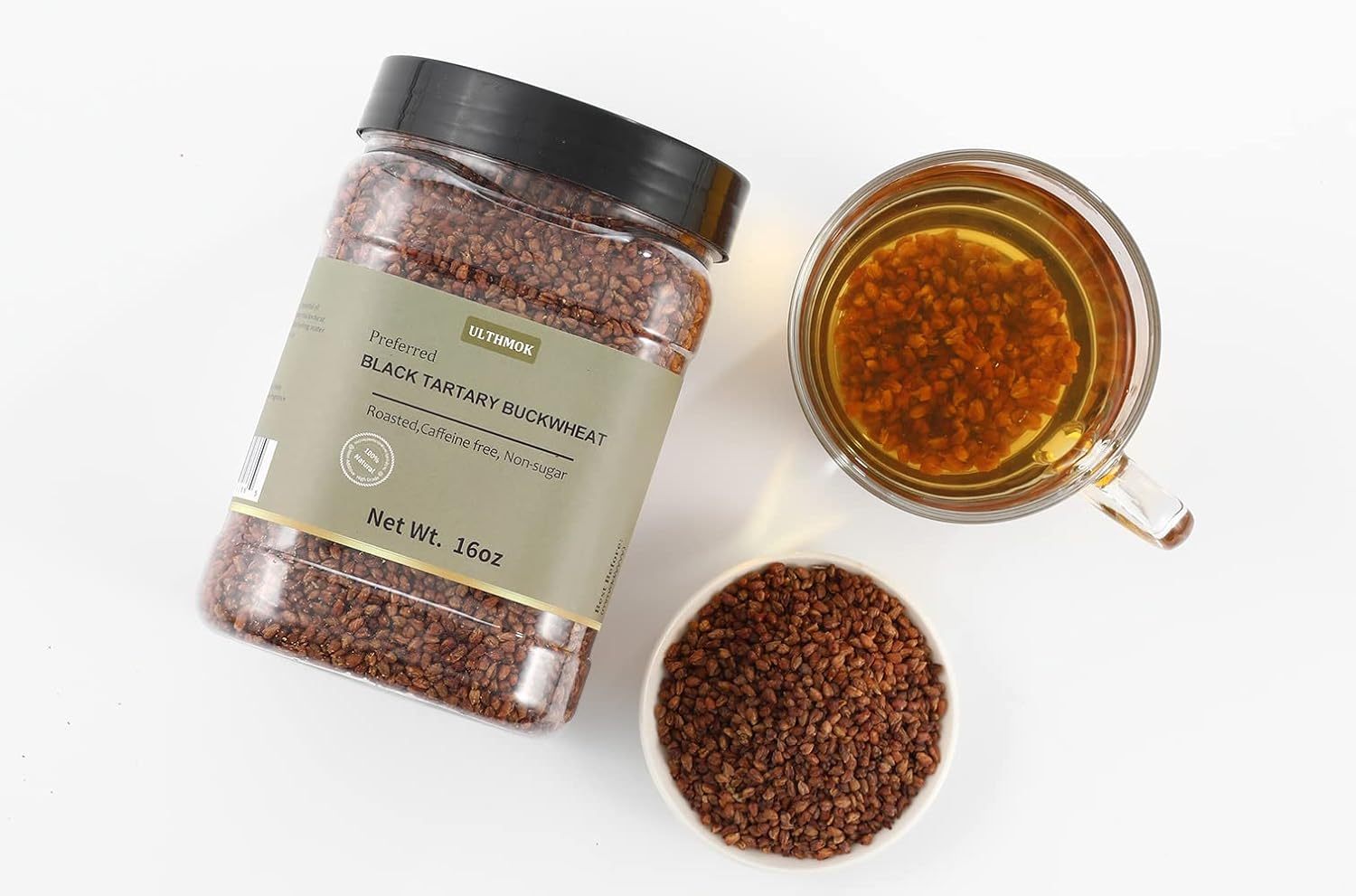 Premium Himalayan Tartary Buckwheat Tea,16Oz/453g,Black Roasted Buckwheat ,100%Natural & Caffeine Free,Aromatic.-Ultra Herb Tea